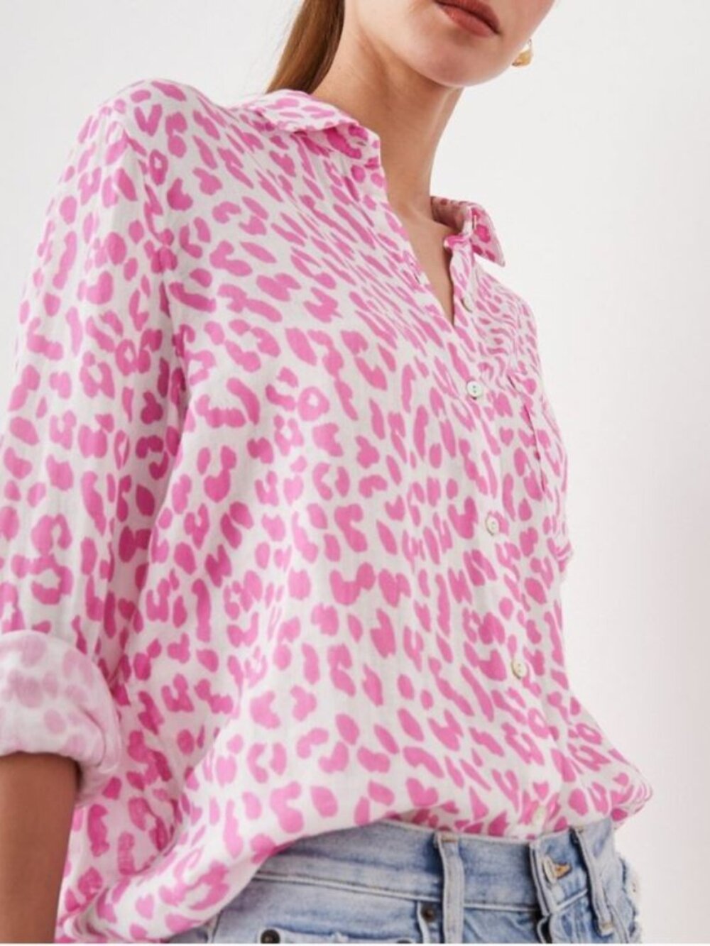 Rails Ellis Pink Leopard Shirt Small